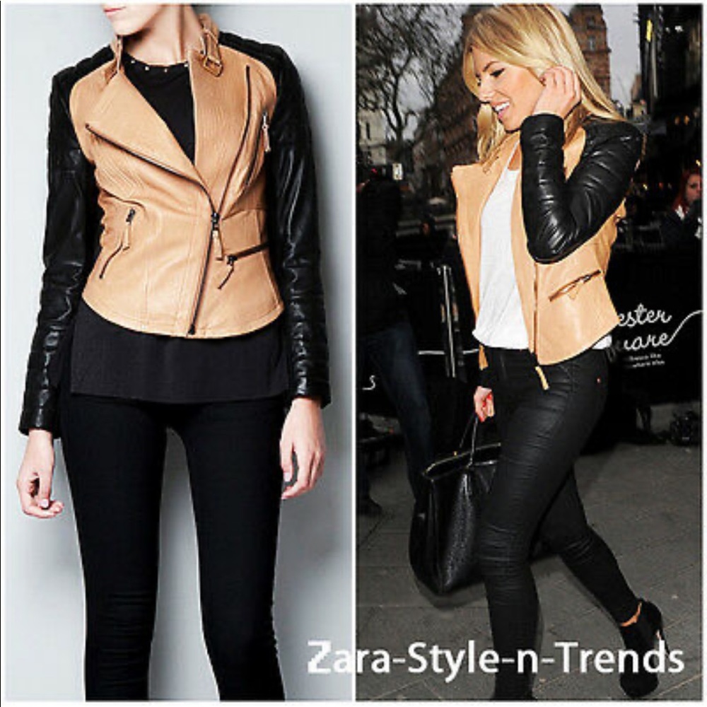 Zara Two-Tone Lambskin Leather Jacket